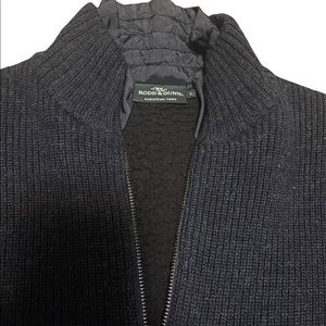 Rodd & Gunn full zip cardigan fleece lined Merino wool sweater jacket large.